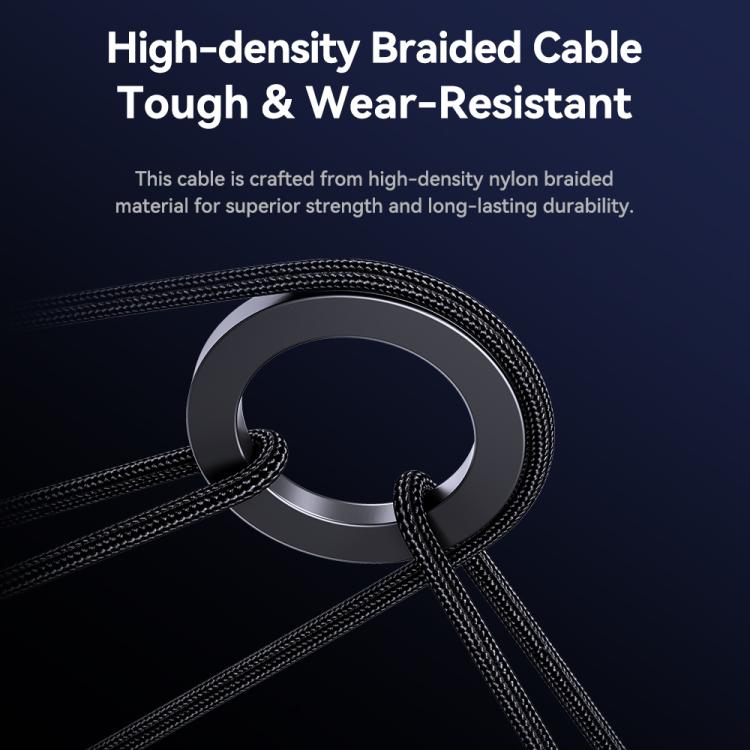 Cable de carga trenzado metálico ROCK RCB0790 de 1,2 m, 3 en 1, USB a 8 pines + Tipo-C + Micro USB., RCB0790
