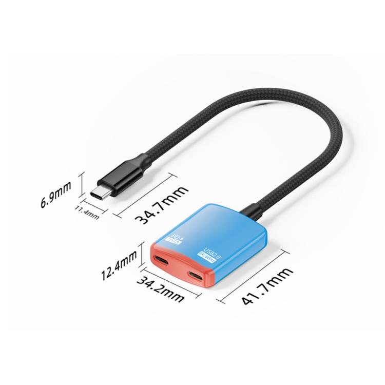 Convertidor AR 2 en 1 de USB-C a doble USB-C con todas las funciones