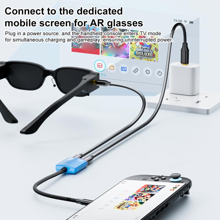 Convertidor AR 2 en 1 de USB-C a doble USB-C con todas las funciones