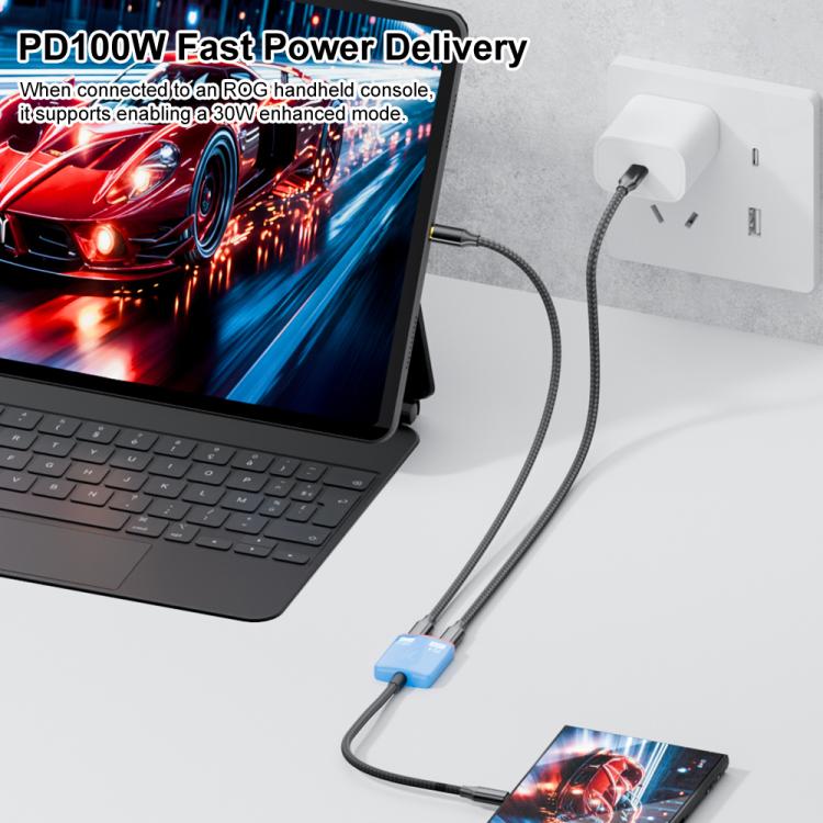 Convertidor AR 2 en 1 de USB-C a doble USB-C con todas las funciones