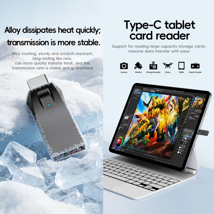 Adaptador lector de tarjetas SD con interfaz Mini Tipo-C, no compatible con tarjetas TF.