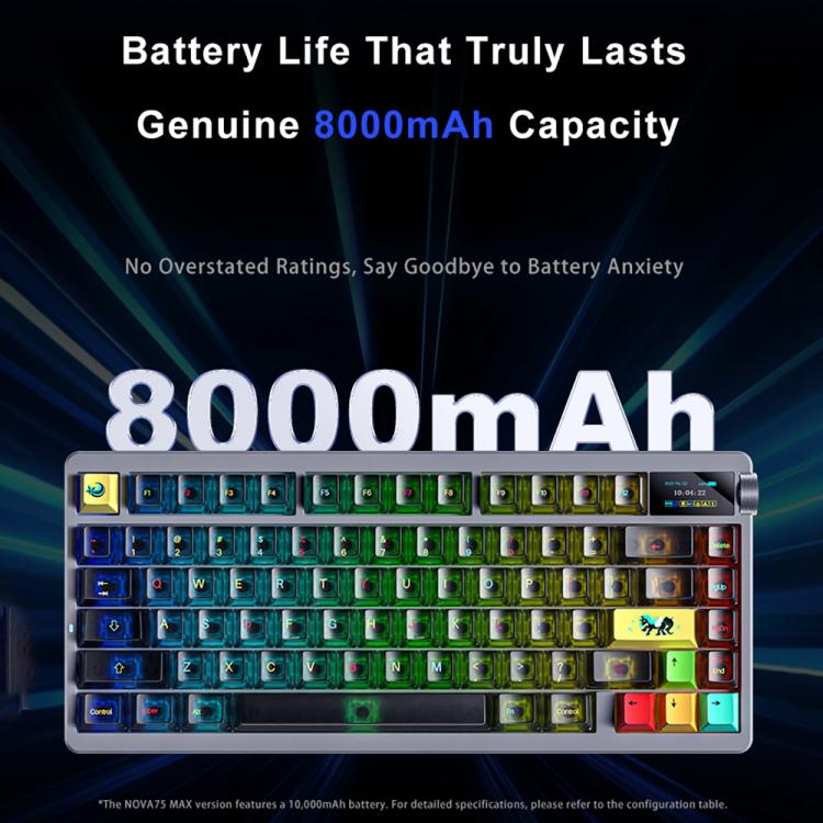 Teclado mecánico para juegos personalizable AULA nova75 con pantalla inteligente RGB de tres modos
