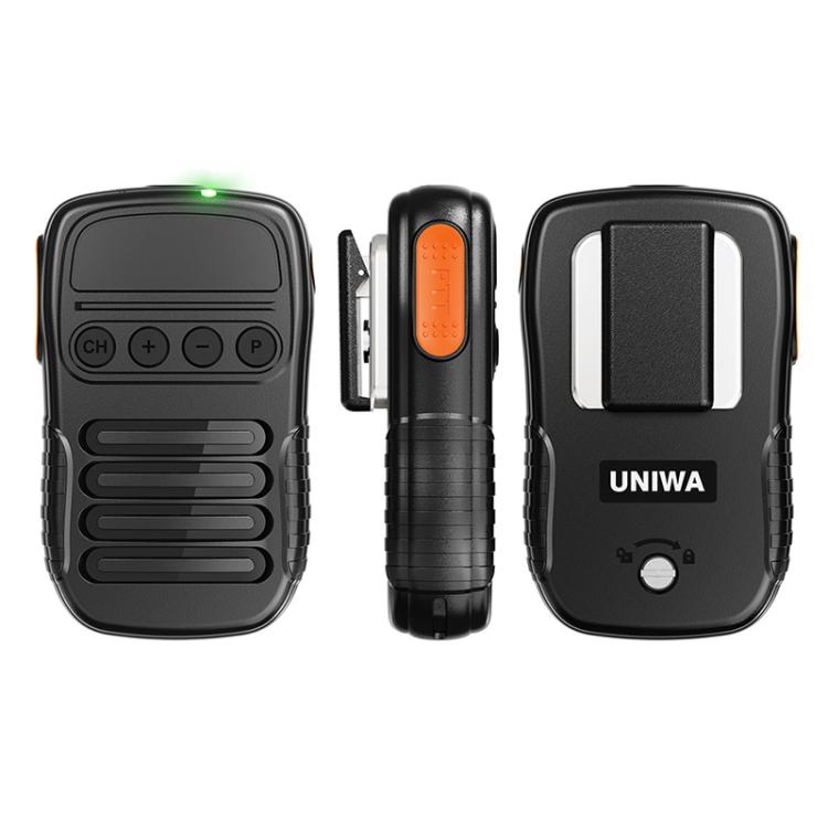 Intercomunicador portátil inalámbrico UNIWA BM008 BT5.2 con micrófono PTT y función de walkie-talkie.