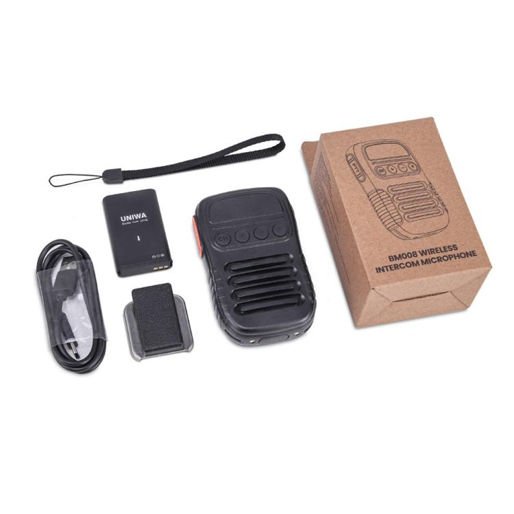 Intercomunicador portátil inalámbrico UNIWA BM008 BT5.2 con micrófono PTT y función de walkie-talkie.