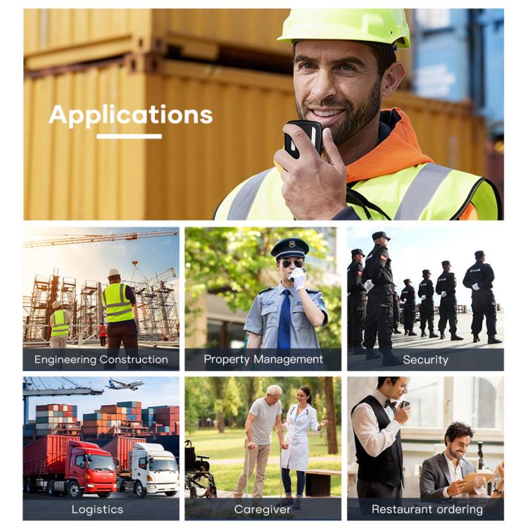 Intercomunicador portátil inalámbrico UNIWA BM008 BT5.2 con micrófono PTT y función de walkie-talkie.