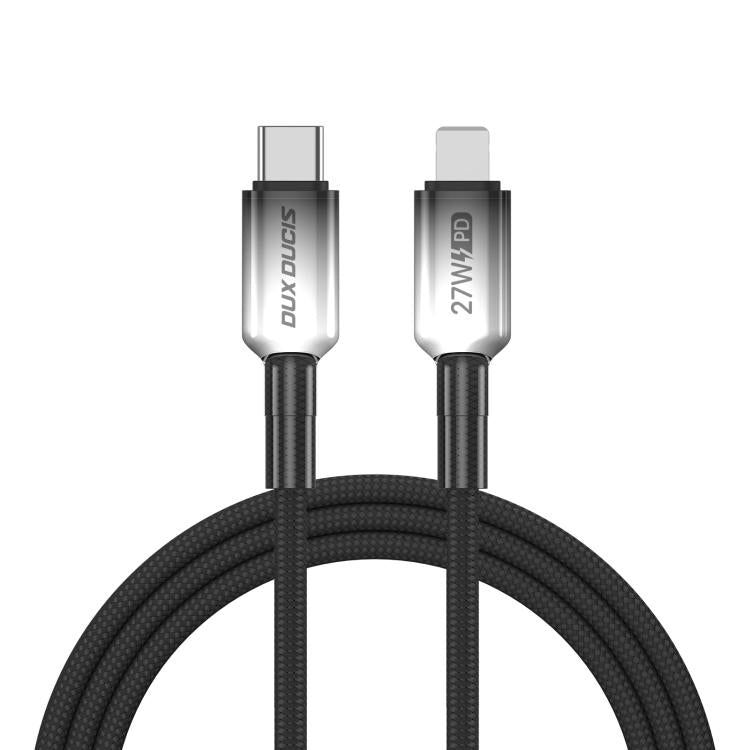 Cable de datos trenzado transparente con degradado de la serie WLCM de DUX DUCIS, 27 W, tipo C a 8 pines, longitud: 1 m, Type-C to 8 Pin