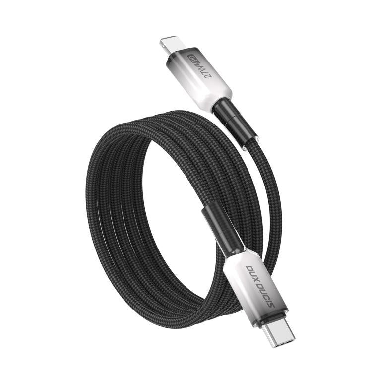 Cable de datos trenzado transparente con degradado de la serie WLCM de DUX DUCIS, 27 W, tipo C a 8 pines, longitud: 1 m, Type-C to 8 Pin