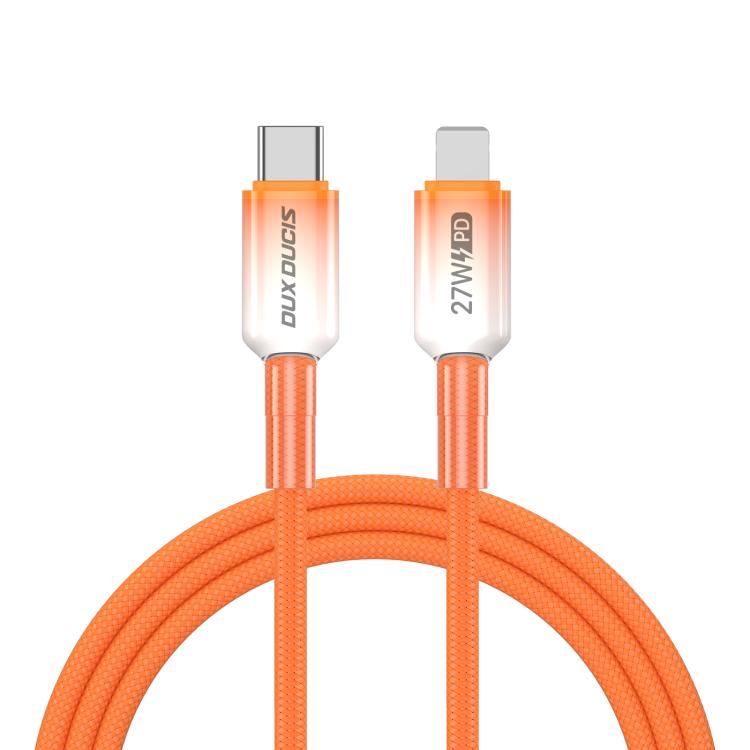 Cable de datos trenzado transparente con degradado de la serie WLCM de DUX DUCIS, 27 W, tipo C a 8 pines, longitud: 1 m, Type-C to 8 Pin