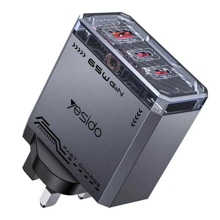 Cargador rápido de tres puertos Yesido YC147 de 65 W con tecnología Mecha GaN, YC147