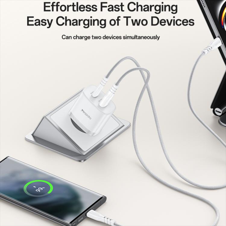 Cargador rápido Yesido PD45W con interfaz dual USB y Tipo-C, EU Plug, UK Plug, US Plug