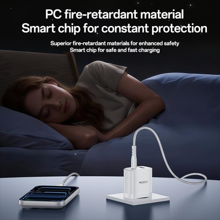 Cargador rápido Yesido PD45W con interfaz dual USB y Tipo-C, EU Plug, UK Plug, US Plug