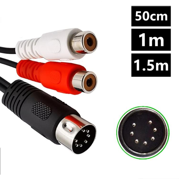 Cable de audio con conector MIDI macho DIN de 7 pines a conector RCA hembra doble, 0.5m, 1m, 1.5m