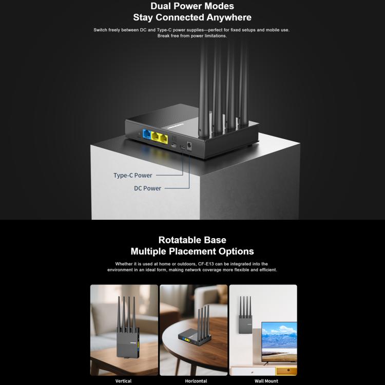 Router portátil COMFAST CF-E13 con conexión 4G SIM a Ethernet/WiFi, CF-E13