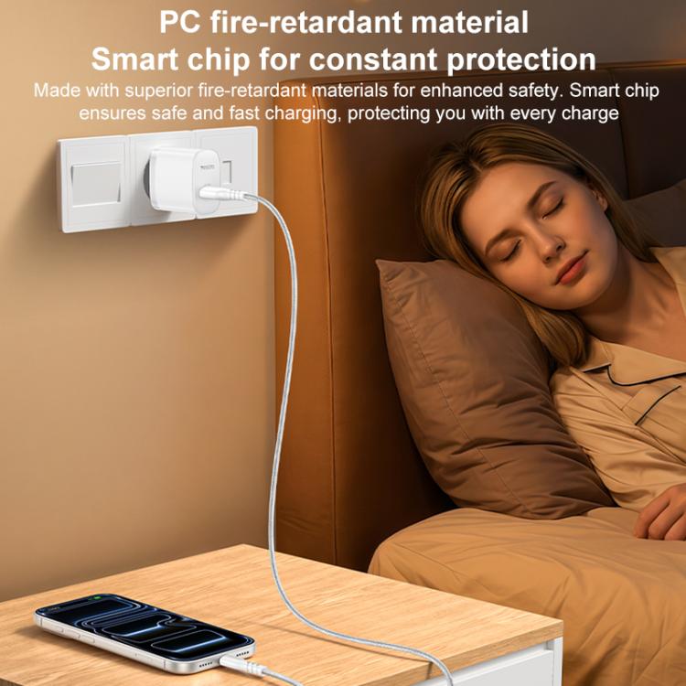 Cargador Yesido de 18 W con interfaz USB única y cable USB a tipo C., EU Plug, UK Plug, US Plug