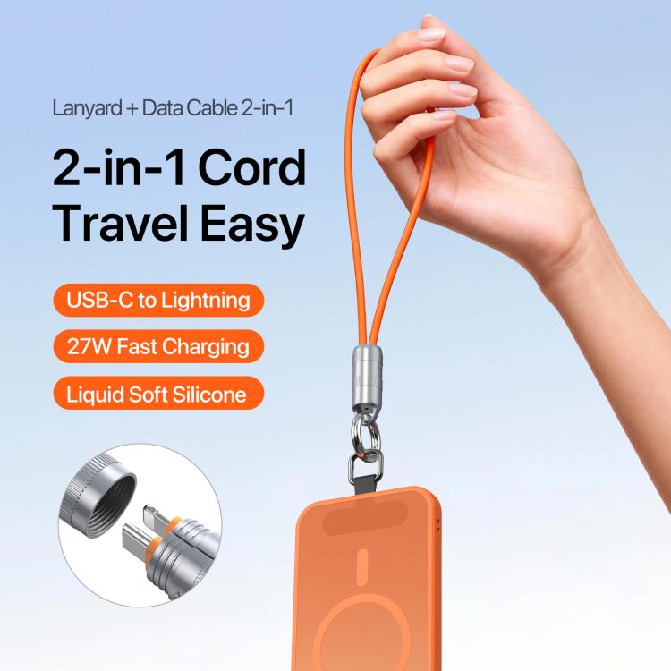 Cable de datos de carga rápida con cordón DUX DUCIS Serie LCBA de 27 W, USB-C a 8 pines, longitud: 30 cm, Type-C to 8 Pin
