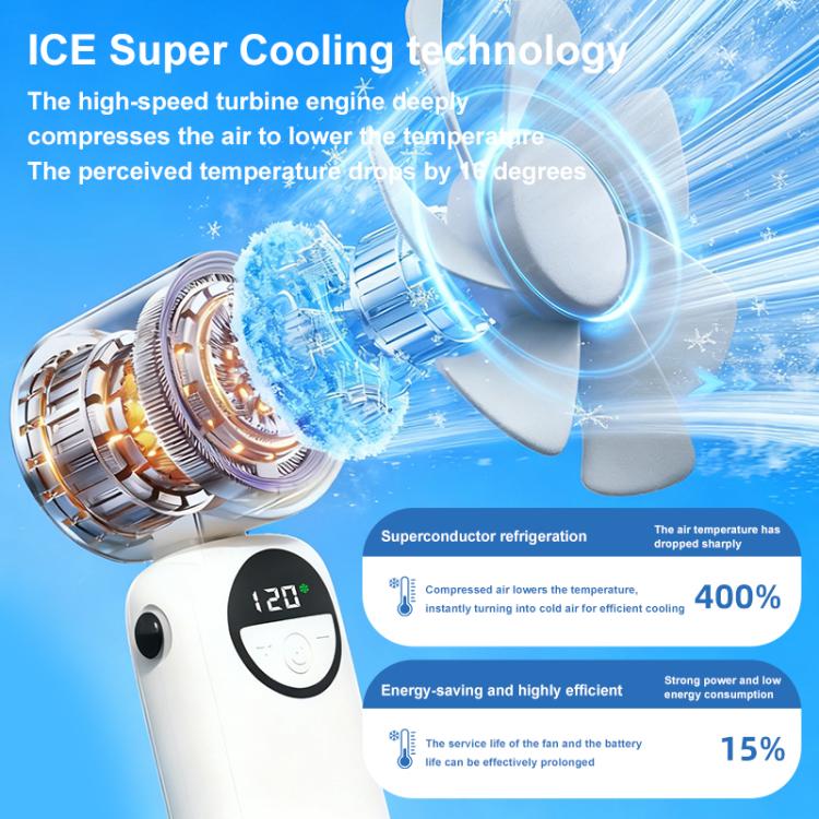 Ventilador de mano plegable con banda para el cuello S-11 Apply Ice con pantalla LED