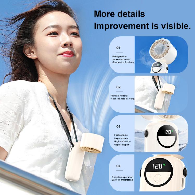 Ventilador de mano plegable con banda para el cuello S-11 Apply Ice con pantalla LED