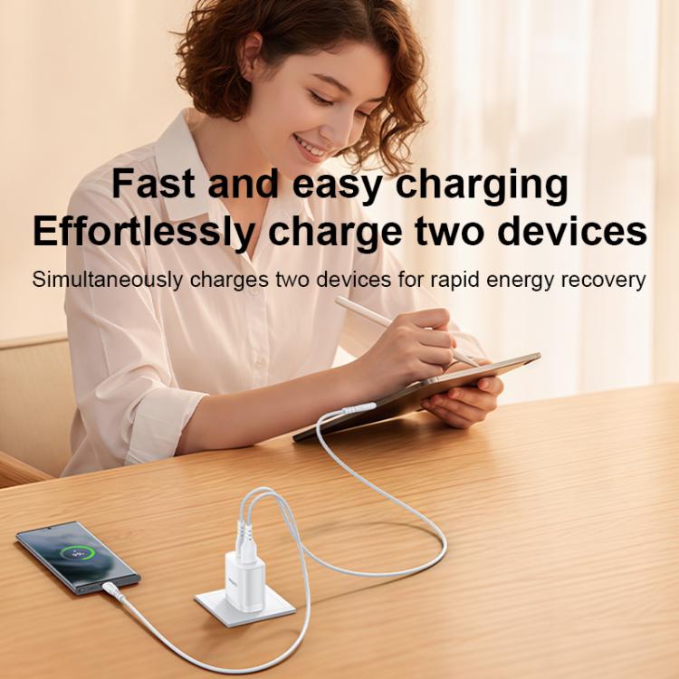 Conjunto de cargador Yesido YC19U PD20W USB-C/Tipo-C y QC18W USB-A con doble puerto y cable Tipo-C a Tipo-C., YC19U