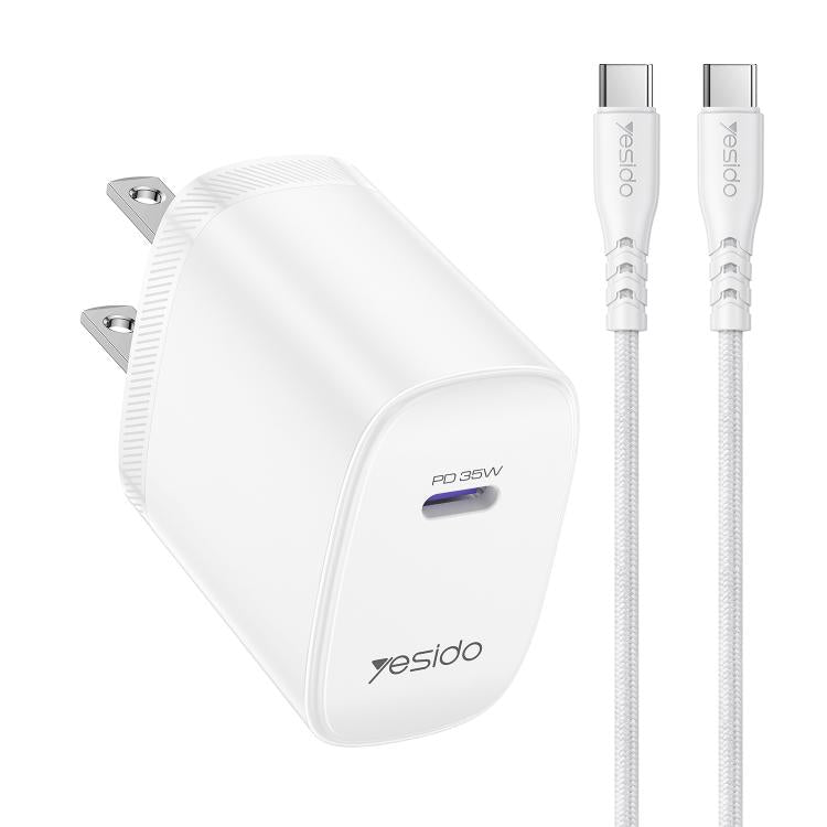 Yesido YC20U PD35W Cargador rápido de un solo puerto USB-C/Tipo-C con cable Tipo-C a Tipo-C, YC20U