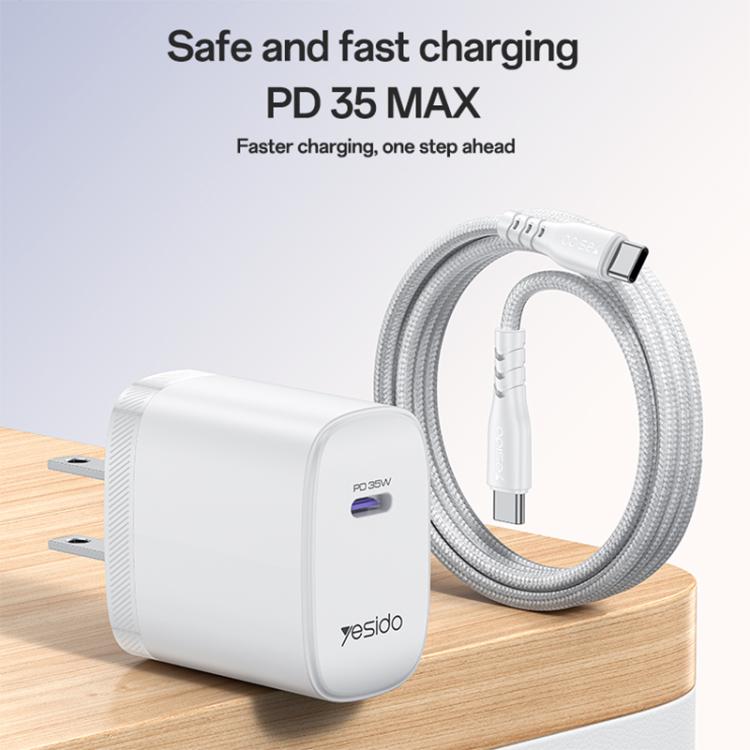 Yesido YC20U PD35W Cargador rápido de un solo puerto USB-C/Tipo-C con cable Tipo-C a Tipo-C, YC20U
