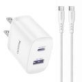 Yesido PD35W, kit de cargador rápido USB tipo C con cable tipo C a tipo C., US Plug, EU Plug, UK Plug