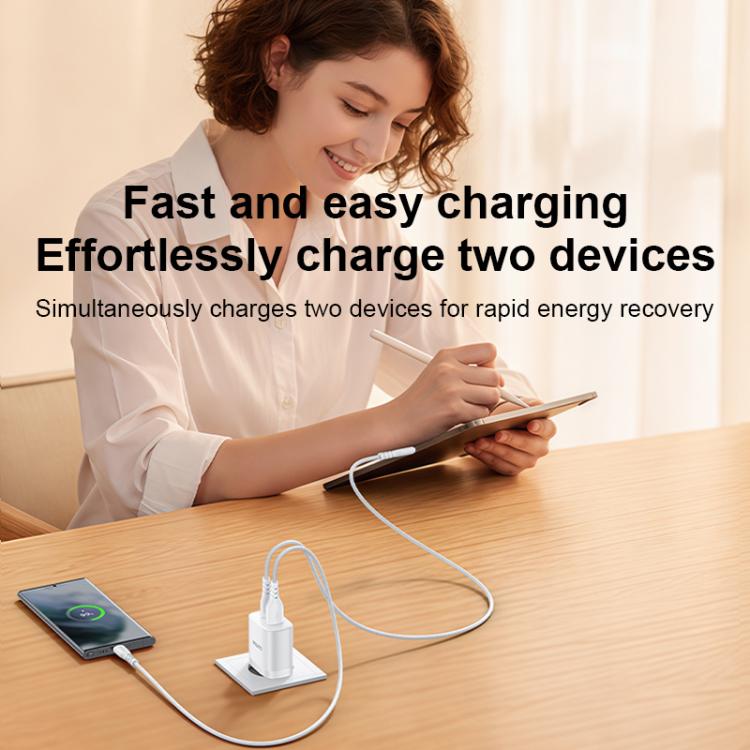 Conjunto de cargador Yesido YC106 PD20W USB-C/Tipo-C y QC18W USB-A con doble puerto y cable Tipo-C a Tipo-C., YC106