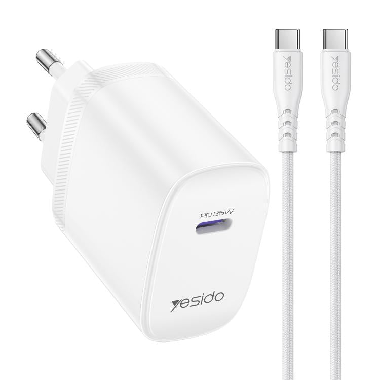 Cargador rápido Yesido YC107 PD35W USB-C / Tipo-C de un solo puerto con cable Tipo-C a Tipo-C., YC107