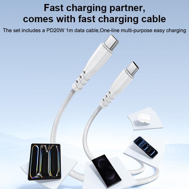 Conjunto de cargador Yesido YC152 PD20W USB-C/Tipo-C y QC18W USB-A con doble puerto y cable Tipo-C a Tipo-C., YC152