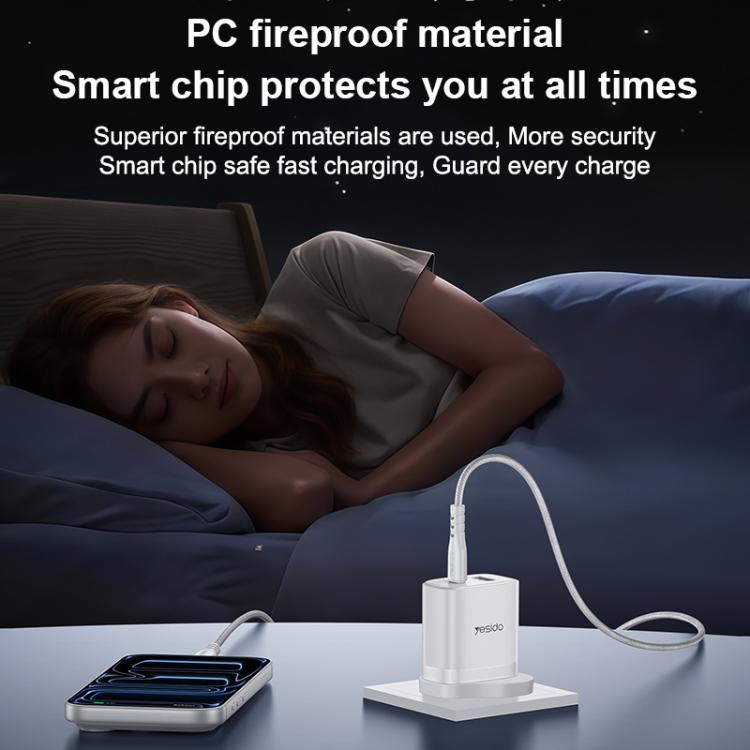 Conjunto de cargador Yesido YC152 PD20W USB-C/Tipo-C y QC18W USB-A con doble puerto y cable Tipo-C a Tipo-C., YC152