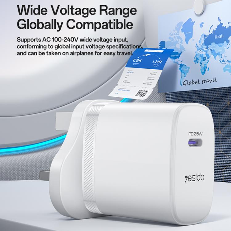Yesido YC153 PD35W Cargador rápido de un solo puerto USB-C/Tipo-C con cable Tipo-C a Tipo-C, YC153
