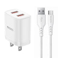 Cargador Yesido YC17U de 12 W y 2,4 A con dos puertos USB y cable de datos USB a tipo C de 1 m., YC17U