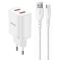 Cargador Yesido YC104 de 12 W y 2,4 A con dos puertos USB y cable de datos USB a tipo C de 1 m., YC104