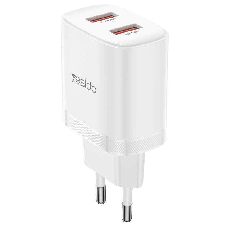 Cargador Yesido YC104 de 12 W y 2,4 A con dos puertos USB y cable de datos USB a tipo C de 1 m., YC104
