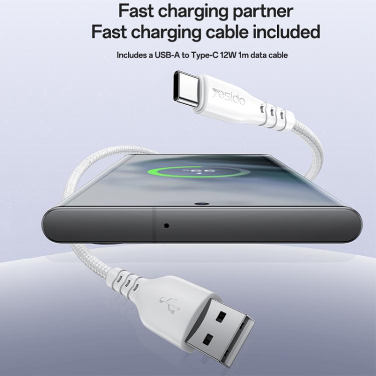 Cargador Yesido YC150 de 12 W y 2,4 A con dos puertos USB y cable de datos USB a tipo C de 1 m., YC150