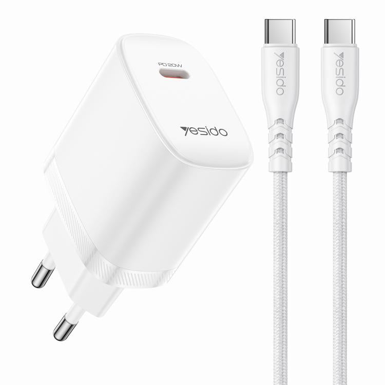 Conjunto de cargador Yesido YC105 PD20W Tipo-C con cable de datos Tipo-C a Tipo-C de 1 m, YC105