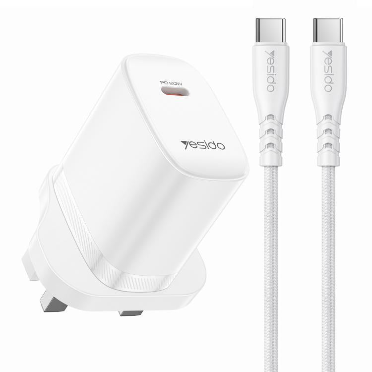 Conjunto de cargador Yesido YC151 PD20W Tipo-C con cable de datos Tipo-C a Tipo-C de 1 m, YC151
