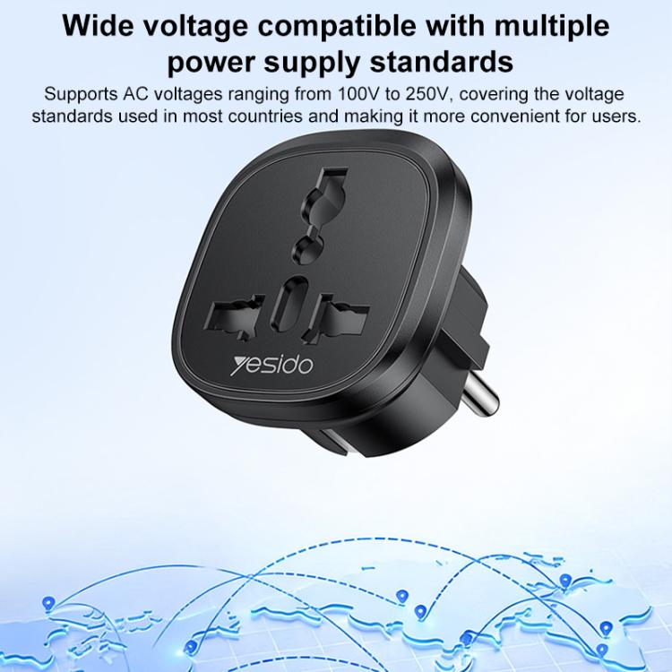 Adaptador universal de viaje Yesido MC44 con enchufe europeo, MC44