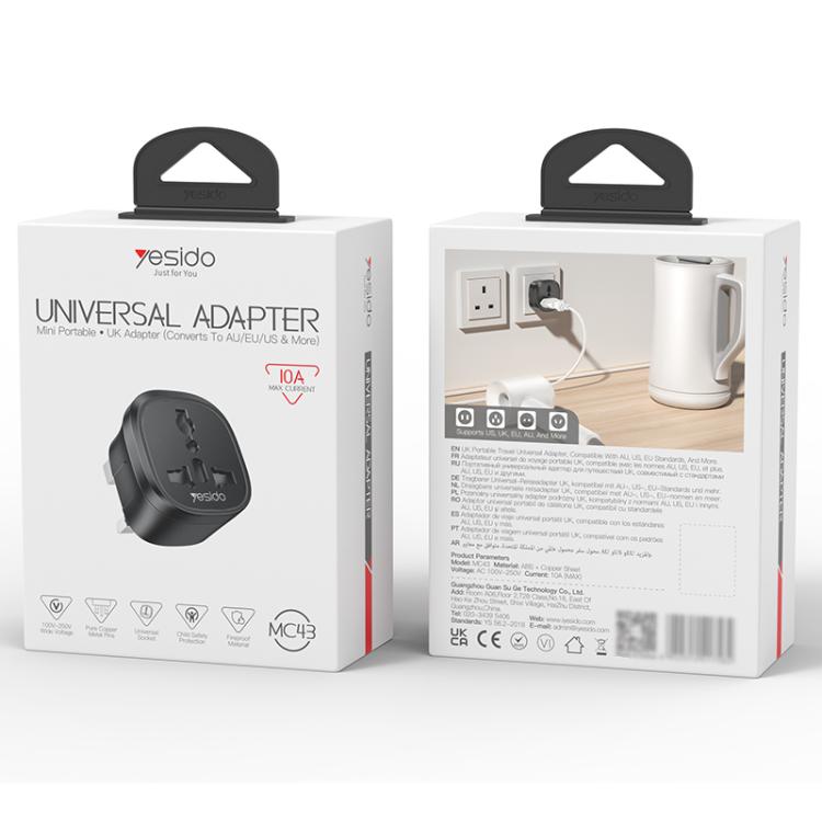 Adaptador universal de viaje con convertidor de enchufe para Reino Unido Yesido MC43, MC43