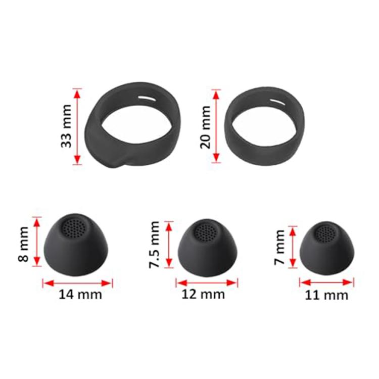 Kit de 3 pares de almohadillas de silicona de repuesto y ganchos para las orejas XDcase, tamaños S/M/L, For Samsung Galaxy Buds FE