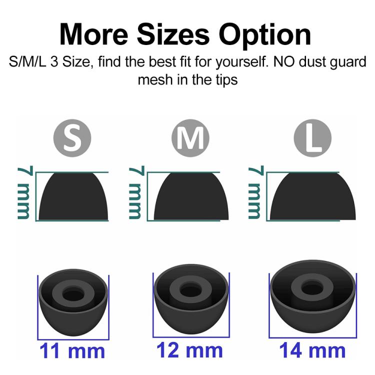 Kit de 3 pares de almohadillas de silicona de repuesto para auriculares XDcase, tamaños S/M/L, For Samsung Galaxy Buds2 Pro / Buds+