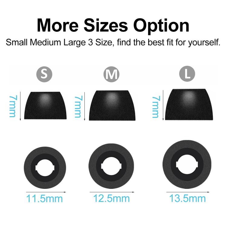 Kit de 3 pares de almohadillas de espuma viscoelástica de repuesto XDcase, tamaños S/M/L, For Samsung Galaxy Buds2 Pro / Buds+