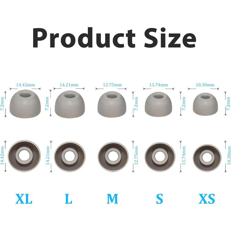 Kit de 5 pares de almohadillas de silicona para oídos XDcase, tamaños XS/S/M/L/XL, For Beats Powerbeats Pro 2 / Fit / Studio Buds