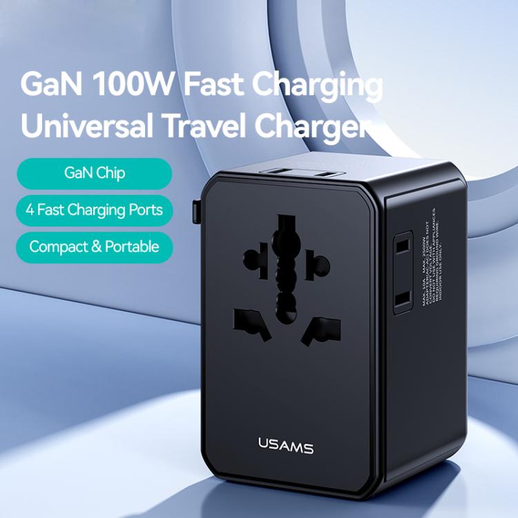 Cargador de viaje universal USAMS CC344 T72 de 100 W y 4 puertos, CC344