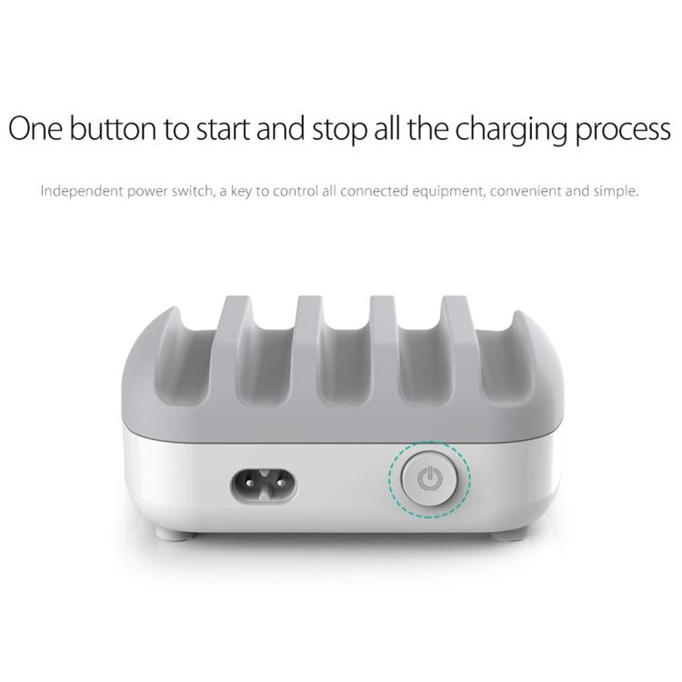 Estación de carga inteligente ORICO DUK-5P de 40 W con 5 puertos USB y soporte., US Plug, UK Plug, AU Plug