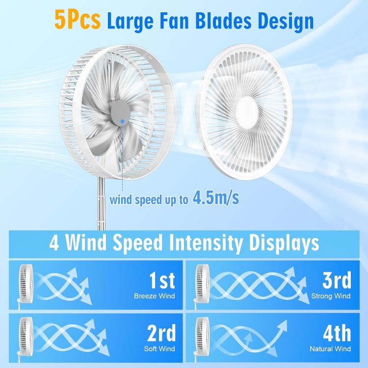 Ventilador eléctrico de escritorio plegable F9 con altura ajustable y batería de 8000 mAh.
