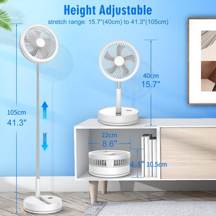 Ventilador eléctrico de escritorio plegable F9 con altura ajustable y batería de 8000 mAh.