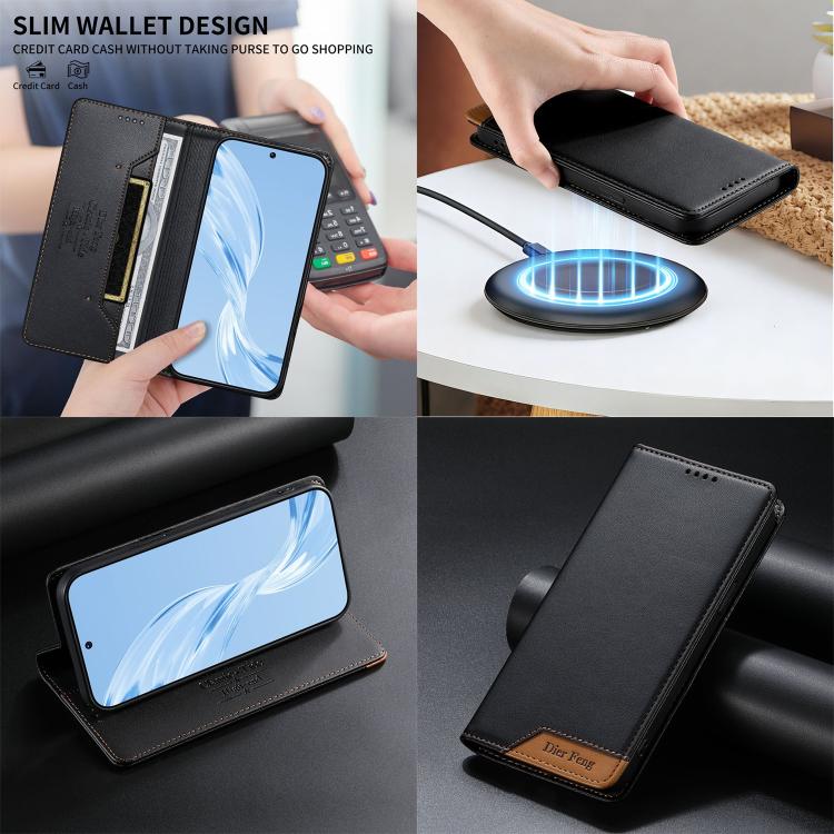 Funda para teléfono Dierfeng Splicing de cuero vegano con imán RFID resistente, For iPhone 14 Pro Max, For iPhone SE 2022 / SE 2020 / 8 / 7, For iPhone 13 Pro Max, For iPhone 13 Pro, For iPhone 13 mini, For iPhone 12 / 12 Pro, For iPhone 12 Pro Max    ...