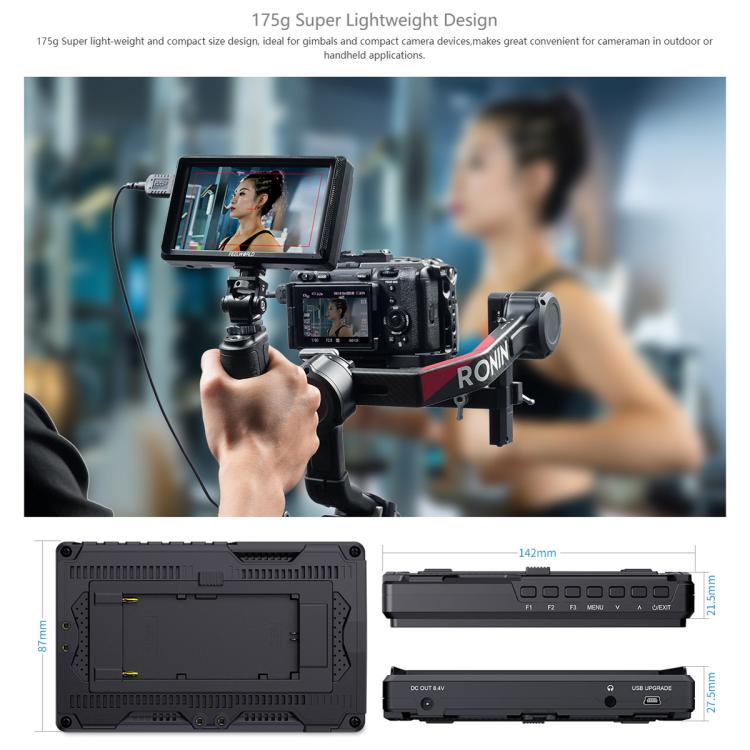 FEELWORLD S55E Monitor de vídeo de campo para cámara DSLR de 5,5 pulgadas, FHD IPS, compatible con 4K, entrada y salida HDMI, brazo inclinable, salida de alimentación