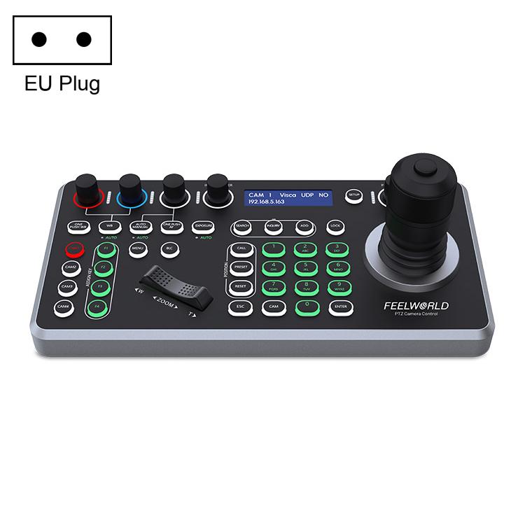 Controlador de cámara PTZ NDI FEELWORLD KBC20 con joystick y teclado, compatible con múltiples protocolos de control PoE., EU Plug, US Plug, UK Plug, AU Plug