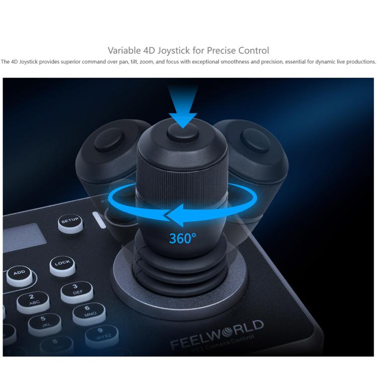Controlador de cámara PTZ NDI FEELWORLD KBC20 con joystick y teclado, compatible con múltiples protocolos de control PoE., EU Plug, US Plug, UK Plug, AU Plug
